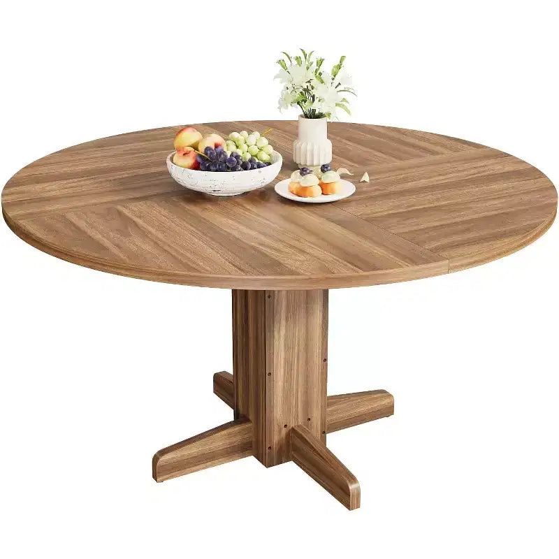 Table à manger ronde de 47 pouces pour 4 personnes, table de cuisine en bois de style ferme, table de dîner circulaire pour cuisine, salon, salle à manger