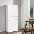 HOMCOM Meuble de cuisine sur pied de 72 po avec 2 grands placards à double porte et 1 tiroir central, Blanc