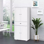 HOMCOM Meuble de cuisine sur pied de 72 po avec 2 grands placards à double porte et 1 tiroir central, Blanc