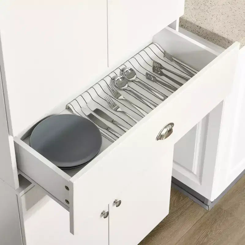 HOMCOM Meuble de cuisine sur pied de 72 po avec 2 grands placards à double porte et 1 tiroir central, Blanc
