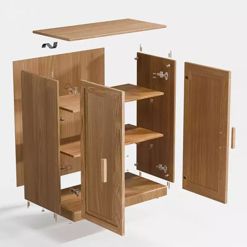 PexFix 36 Armoire de rangement d'appoint en bois, buffet moderne avec 2 portes et étagère réglable pour salon, salle à manger, entrée, naturel