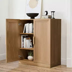 PexFix 36 Armoire de rangement d'appoint en bois, buffet moderne avec 2 portes et étagère réglable pour salon, salle à manger, entrée, naturel