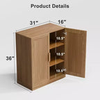 PexFix 36 Armoire de rangement d'appoint en bois, buffet moderne avec 2 portes et étagère réglable pour salon, salle à manger, entrée, naturel