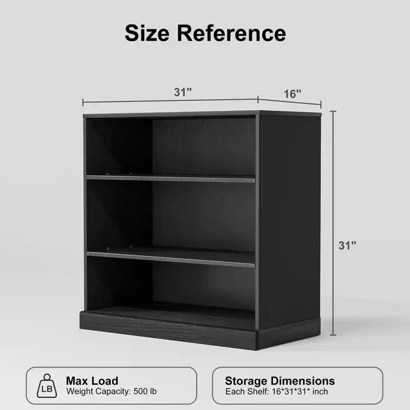 PexFix 31x31x16 Étagère bibliothèque et meuble de rangement en bois sans porte pour cuisine, chambre, entrée, salon, salle à manger Noir
