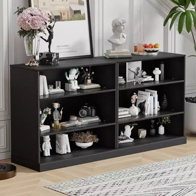 PexFix 31x31x16 Étagère bibliothèque et meuble de rangement en bois sans porte pour cuisine, chambre, entrée, salon, salle à manger Noir