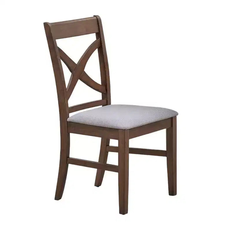 Chaise de salle à manger Royal Hampton (lot de 2), coussin en mousse grise, brun rustique