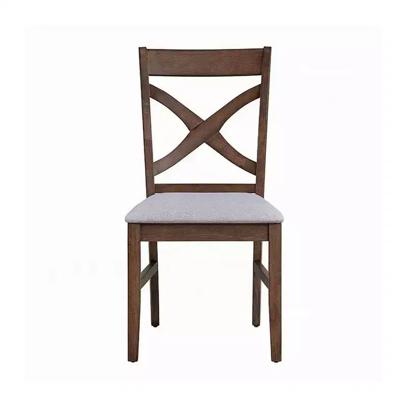 Chaise de salle à manger Royal Hampton (lot de 2), coussin en mousse grise, brun rustique