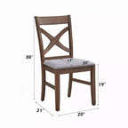Chaise de salle à manger Royal Hampton (lot de 2), coussin en mousse grise, brun rustique