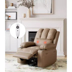 Fauteuil inclinable pivotant rembourré surdimensionné avec fonction de chauffage et de massage, confortable canapé simple inclinable pivotant en similicuir pour adultes