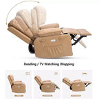 Fauteuil inclinable pivotant rembourré surdimensionné avec fonction de chauffage et de massage, confortable canapé simple inclinable pivotant en similicuir pour adultes