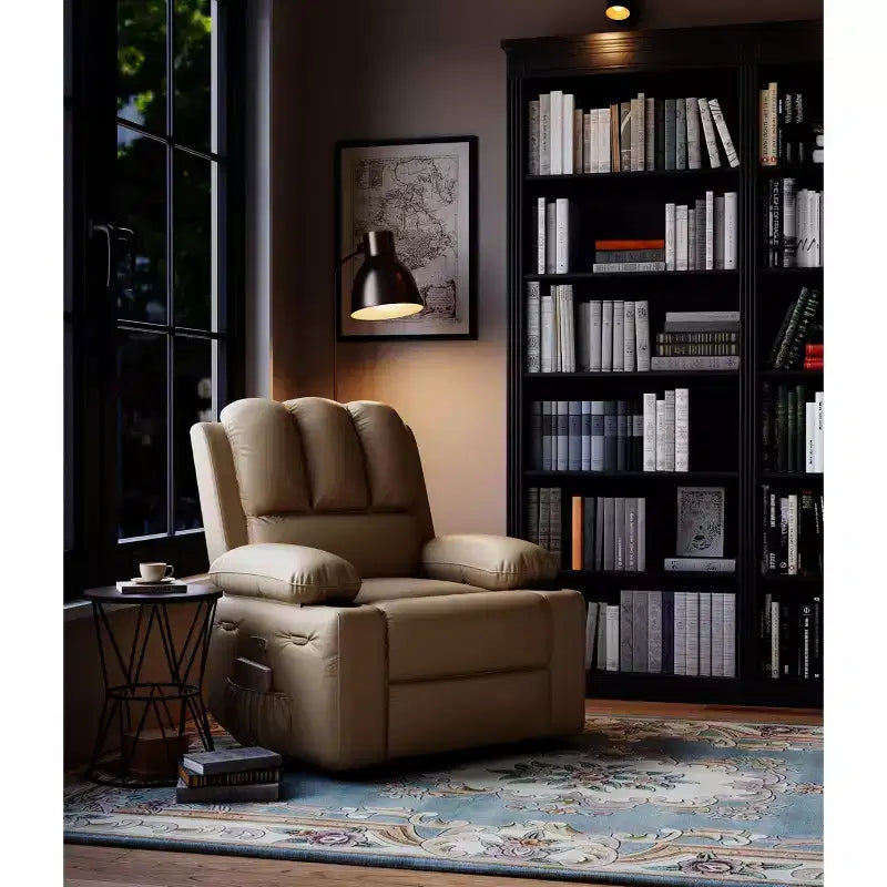Fauteuil inclinable pivotant rembourré surdimensionné avec fonction de chauffage et de massage, confortable canapé simple inclinable pivotant en similicuir pour adultes