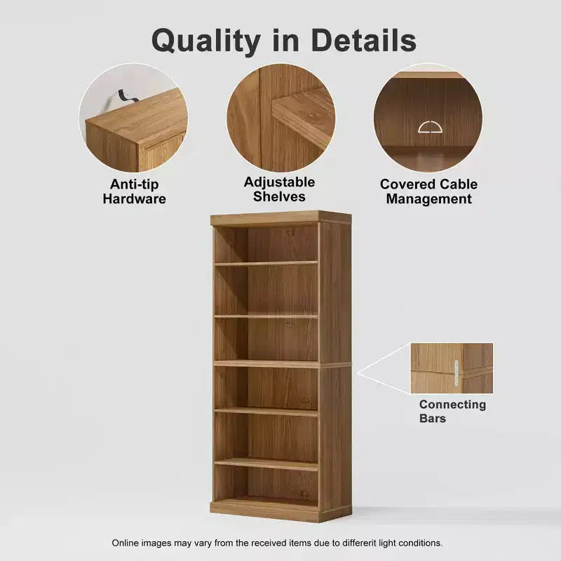 PexFix 36x31x16 Étagère de rangement sans porte en bois Meuble de rangement bibliothèque et bureau pour cuisine, chambre, entrée, salon, salle à manger Naturel