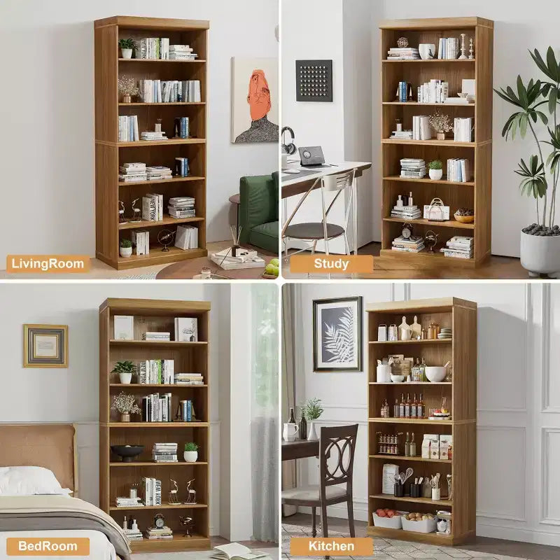 PexFix 36x31x16 Étagère de rangement sans porte en bois Meuble de rangement bibliothèque et bureau pour cuisine, chambre, entrée, salon, salle à manger Naturel