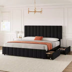 Bed Frame, Platform Storage Bed, 4 Drawers, Adjustable Headboard, Wooden Slats, Noise Free, No Box Spring Needed, Easy Assembly