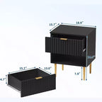 Table de chevet COZONY moderne cannelée avec station de charge, table de chevet à 2 tiroirs avec ports USB pour chambre et appartement