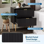 Table de chevet COZONY moderne cannelée avec station de charge, table de chevet à 2 tiroirs avec ports USB pour chambre et appartement