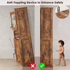 Armoire de salle de bain haute de 67 po, meuble de rangement de salle de bain à deux portes avec tiroir, étagères réglables, pour salle de bain, salon, cuisine