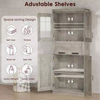 Armoire de salle de bain haute de 67 po, meuble de rangement de salle de bain à deux portes avec tiroir, étagères réglables, pour salle de bain, salon, cuisine