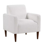 Homy Casa Fauteuil d'appoint en tissu texturé avec pieds en bois, Fauteuil de salon, Blanc