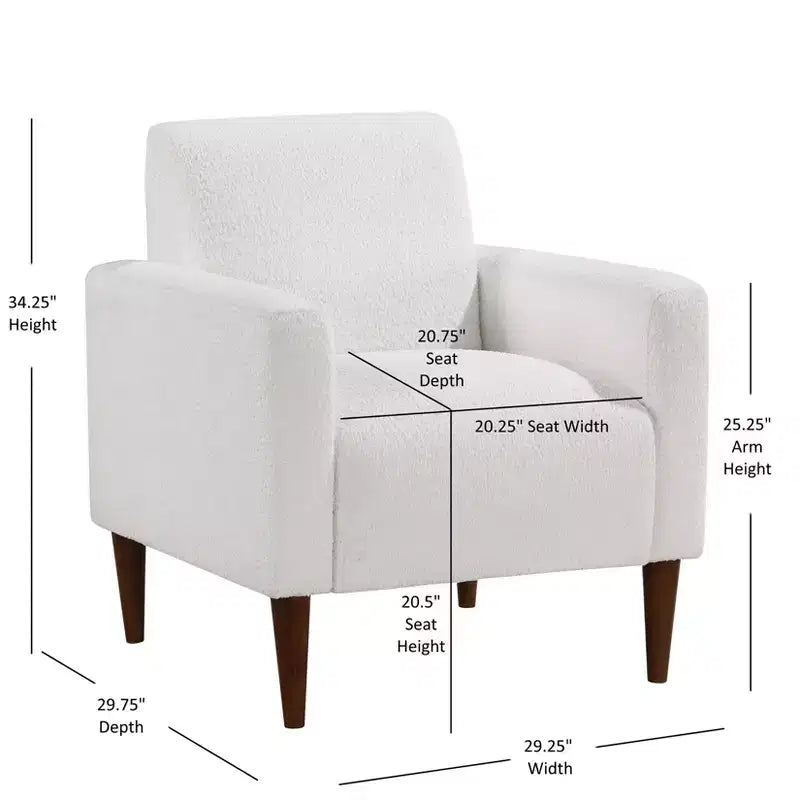 Homy Casa Fauteuil d'appoint en tissu texturé avec pieds en bois, Fauteuil de salon, Blanc