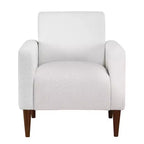 Homy Casa Fauteuil d'appoint en tissu texturé avec pieds en bois, Fauteuil de salon, Blanc