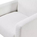 Homy Casa Fauteuil d'appoint en tissu texturé avec pieds en bois, Fauteuil de salon, Blanc