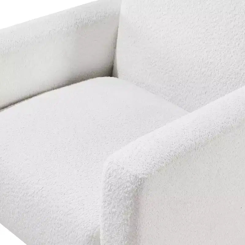 Homy Casa Fauteuil d'appoint en tissu texturé avec pieds en bois, Fauteuil de salon, Blanc