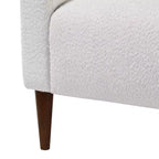Homy Casa Fauteuil d'appoint en tissu texturé avec pieds en bois, Fauteuil de salon, Blanc