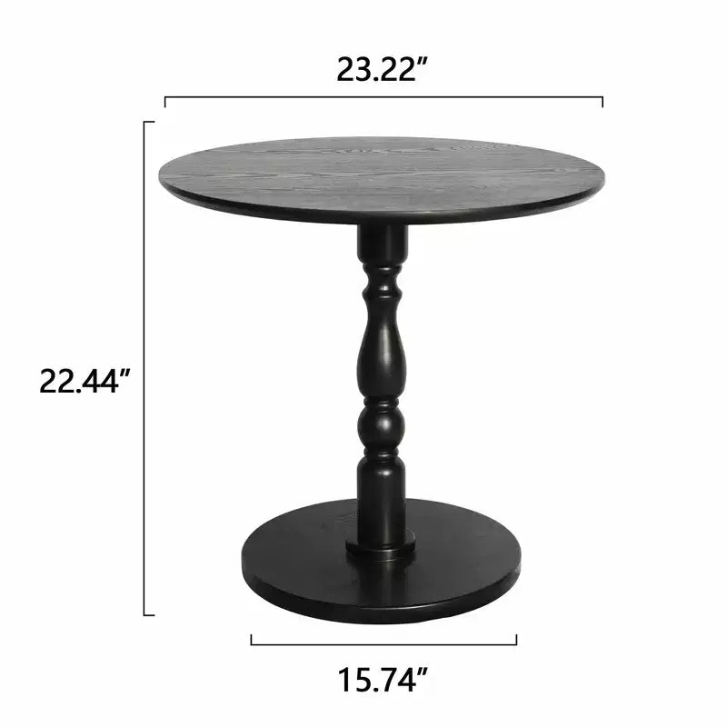 Homy Casa Table d'appoint ronde 23 avec base piédestal tourné, plateau en MDF, pour salon ou chambre à coucher, noire