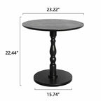 Homy Casa Table d'appoint ronde 23 avec base piédestal tourné, plateau en MDF, pour salon ou chambre à coucher, noire