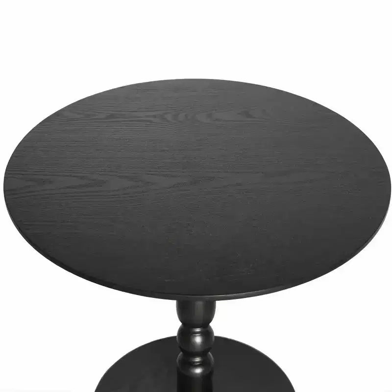 Homy Casa Table d'appoint ronde 23 avec base piédestal tourné, plateau en MDF, pour salon ou chambre à coucher, noire