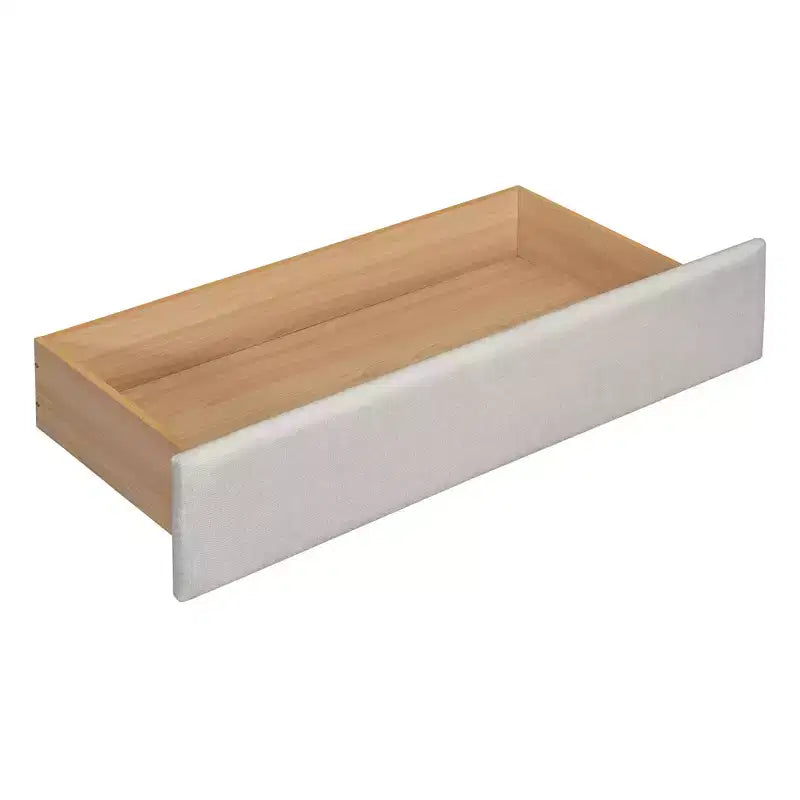 Lit plateforme rembourré Queen Size avec liseuses et étagères, cadre de lit Queen en lin avec tiroirs de rangement et étagères