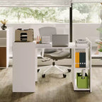 Bureau d'ordinateur pliable 50 po avec étagère, table d'appoint pour bureau à domicile avec roulettes, bureau d'étude avec étagères de rangement sans fond pour le travail et les études