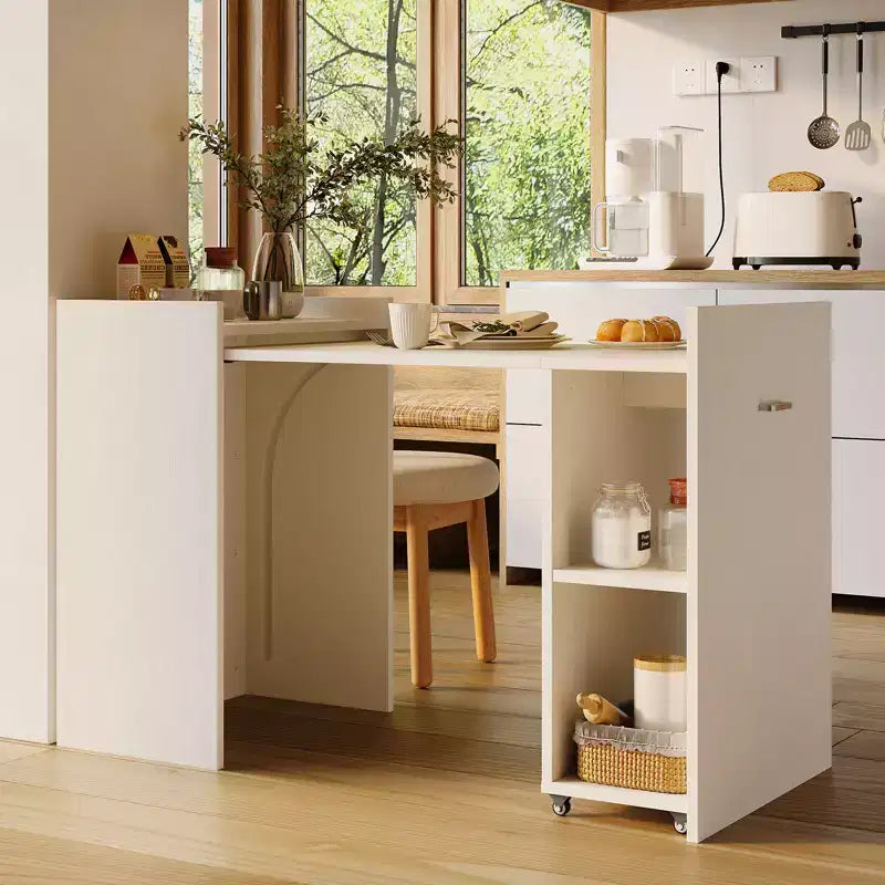 Bureau d'ordinateur pliable 50 po avec étagère, table d'appoint pour bureau à domicile avec roulettes, bureau d'étude avec étagères de rangement sans fond pour le travail et les études