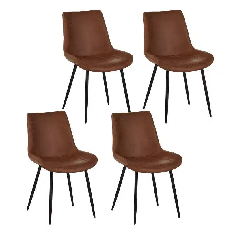 Homy Casa Chaises de salle à manger en similicuir, lot de 4 avec pieds en métal, marron
