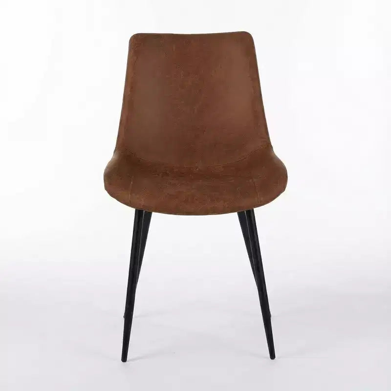 Homy Casa Chaises de salle à manger en similicuir, lot de 4 avec pieds en métal, marron