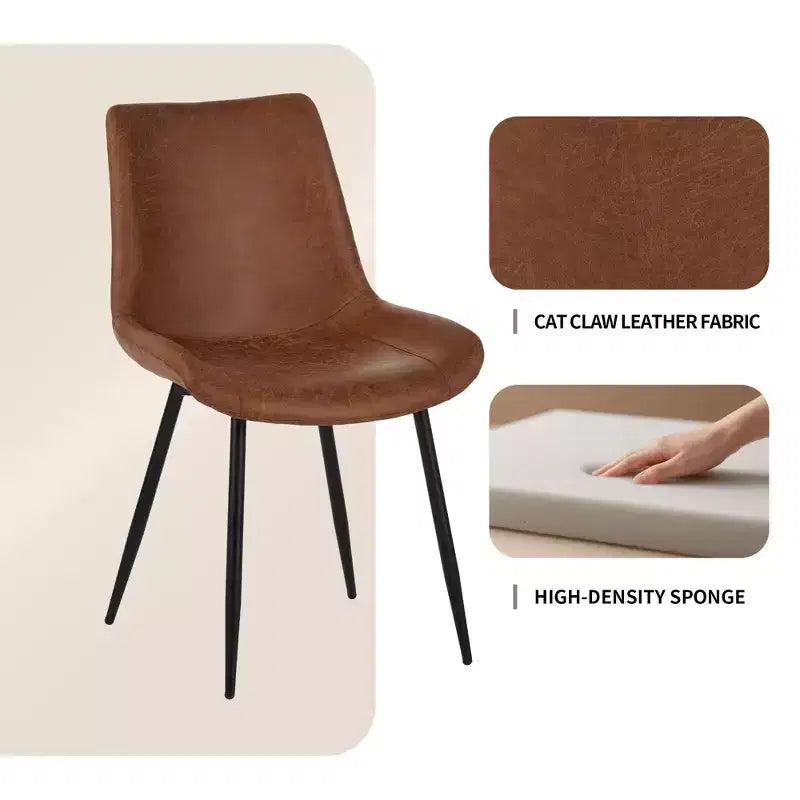 Homy Casa Chaises de salle à manger en similicuir, lot de 4 avec pieds en métal, marron