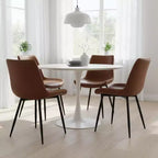 Homy Casa Chaises de salle à manger en similicuir, lot de 4 avec pieds en métal, marron