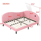 Lit de repos capitonné pleine taille pour enfants, joli canapé-lit en forme de lapin avec tête de lit pour filles, rose