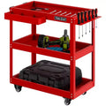 LDHTHOPI 3 Tier Rolling Tool Cart All Metal Industrial Commercial Utility Cart with Drawer Red