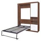 Lit escamotable double/complet en bois avec armoire, armoire lit escamotable murale pliable avec étagères de rangement pour chambre d'amis