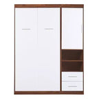 Lit escamotable double/complet en bois avec armoire, armoire lit escamotable murale pliable avec étagères de rangement pour chambre d'amis