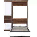 Lit escamotable double/complet en bois avec armoire, armoire lit escamotable murale pliable avec étagères de rangement pour chambre d'amis