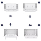 Lit escamotable Queen/Full avec armoire de rangement, Cadre de lit plateforme en bois avec étagères et tiroirs