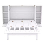 Lit escamotable Queen/Full avec armoire de rangement, Cadre de lit plateforme en bois avec étagères et tiroirs