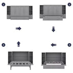 Lit escamotable Queen/Full avec armoire de rangement, Cadre de lit plateforme en bois avec étagères et tiroirs