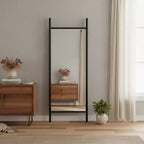 Miroir psyché en bois noir HomeRoots 63, avec cadre en échelle inclinée