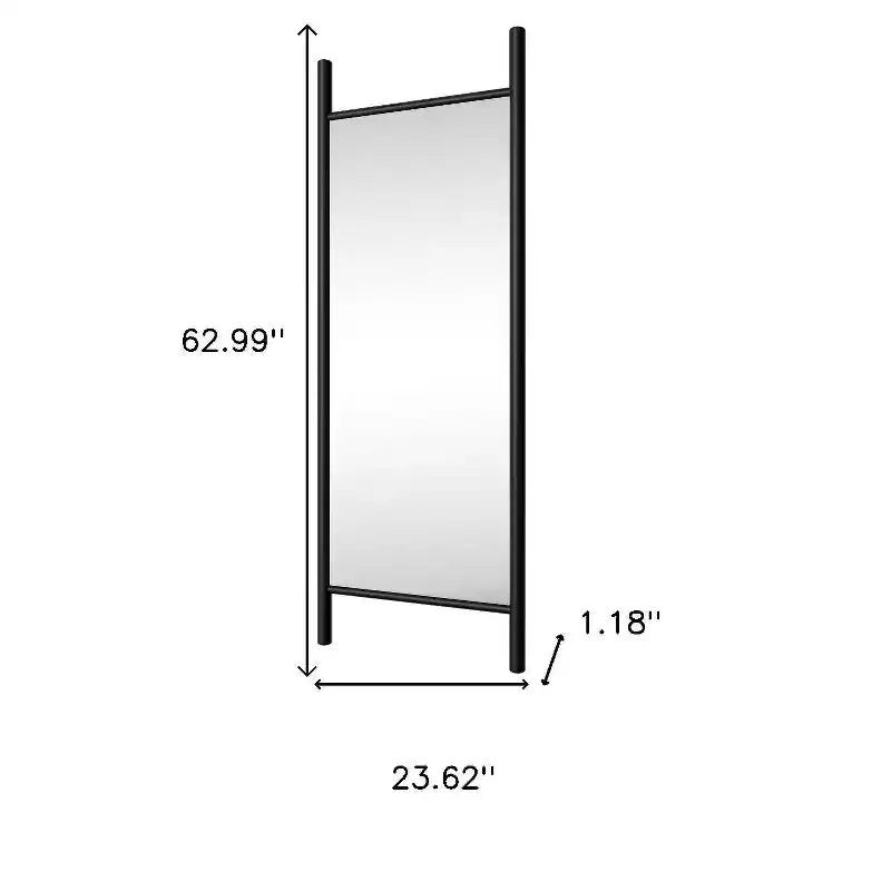 Miroir psyché en bois noir HomeRoots 63, avec cadre en échelle inclinée
