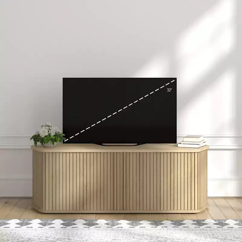 Meuble TV d'angle Galano avec portes cannelées 43,3 L 20,0 P 14,8 H