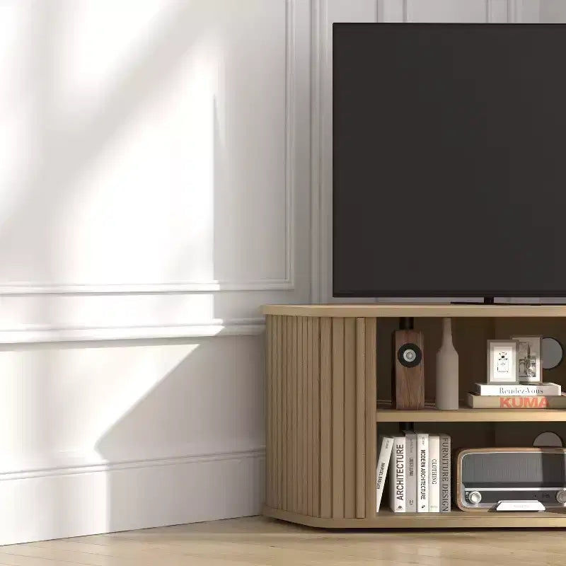 Meuble TV d'angle Galano avec portes cannelées 43,3 L 20,0 P 14,8 H